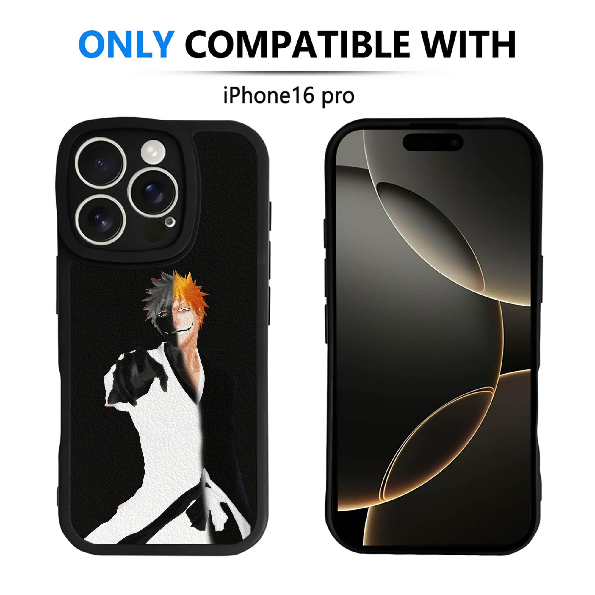 ブリーチ 黒崎一護（くろさき いちご）BLEACH Kurosaki Ichigo 【iPhone 16シリーズ対応】シリコンスマホケース（レザー調） 材質：シリコン